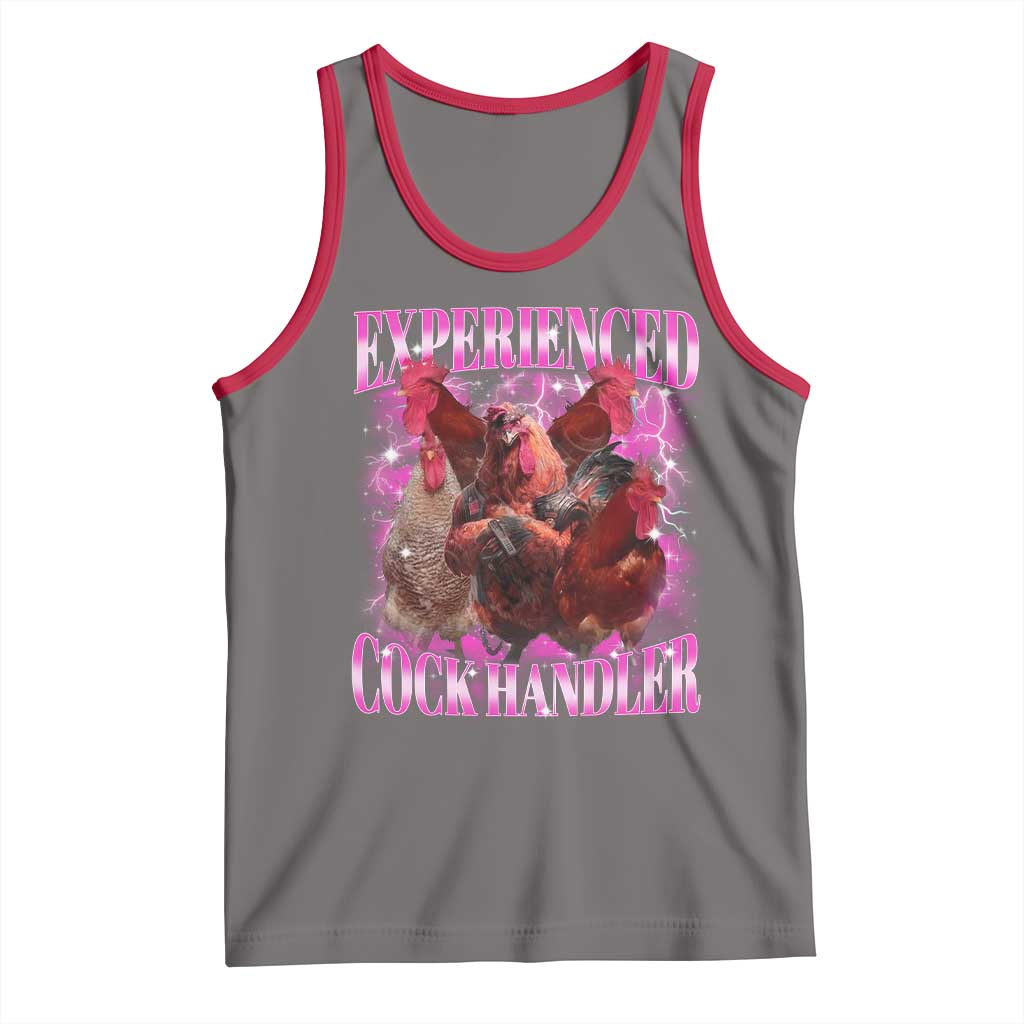 Embarrassing Adult Humor Experienced Cock Handler Inappropriate Tank Top TS10 Deep Heather Red Print Your Wear