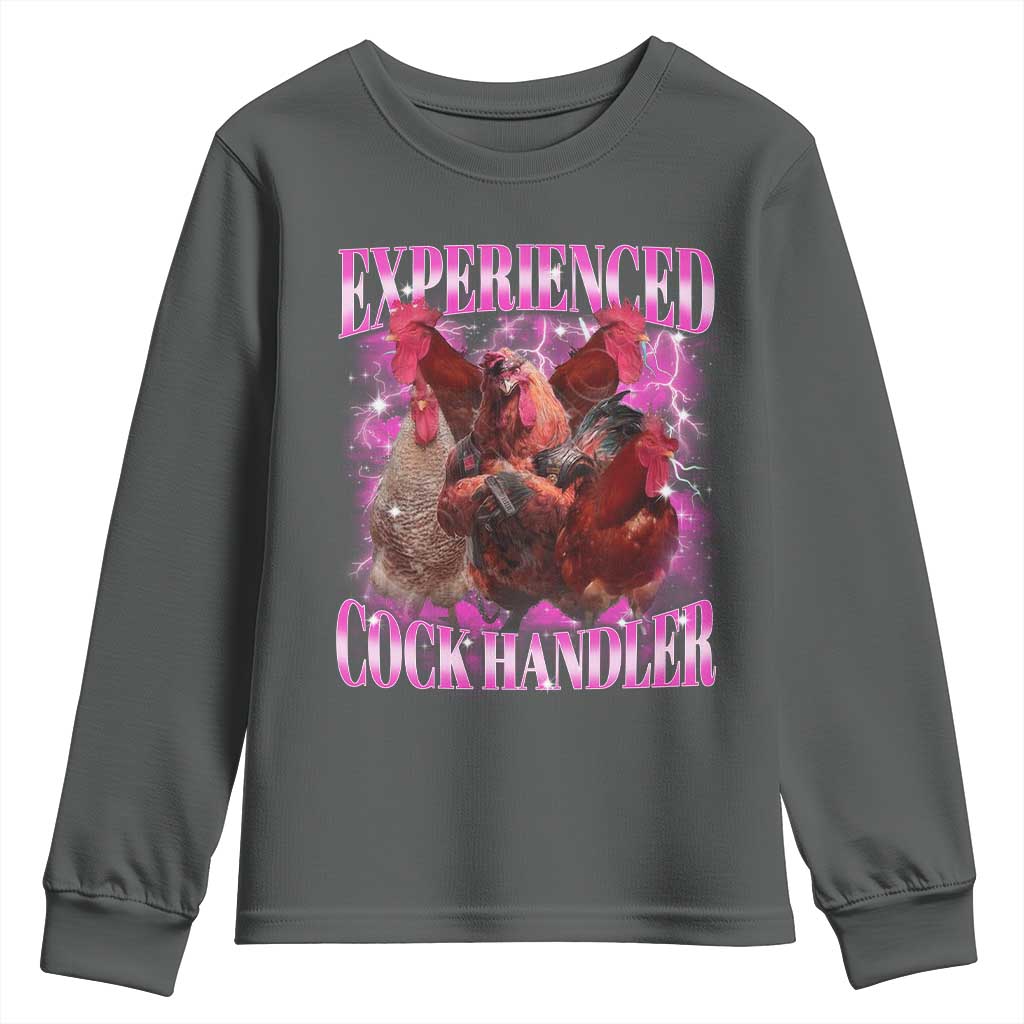 Embarrassing Adult Humor Experienced Cock Handler Inappropriate Youth Sweatshirt TS10 Dark Heather Print Your Wear
