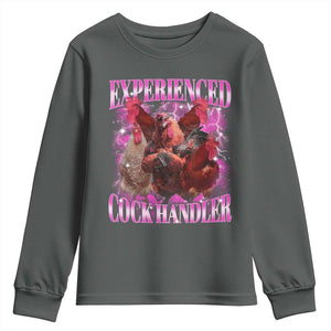 Embarrassing Adult Humor Experienced Cock Handler Inappropriate Youth Sweatshirt TS10 Dark Heather Print Your Wear