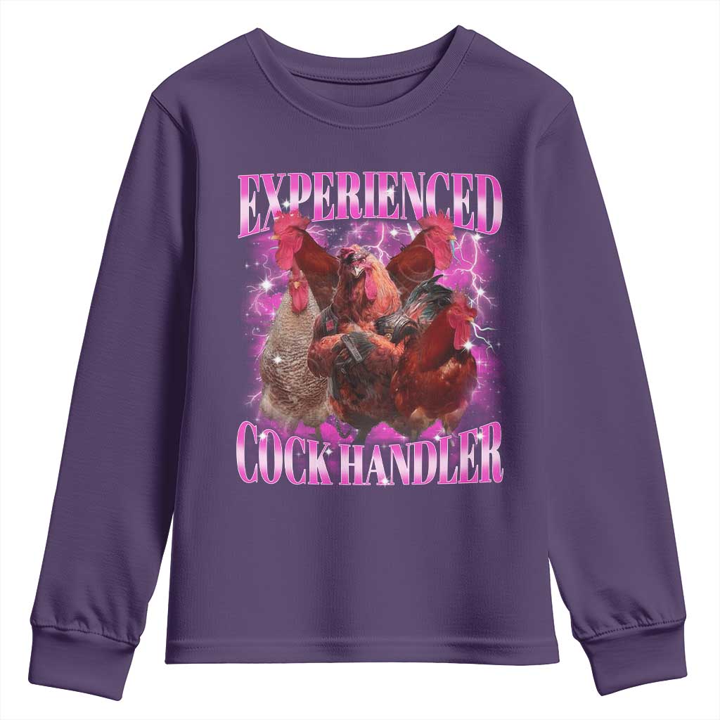 Embarrassing Adult Humor Experienced Cock Handler Inappropriate Youth Sweatshirt TS10 Purple Print Your Wear