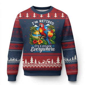 Humor Retirement Ugly Christmas Sweater Im Retired 5 OClock Everywhere Vintage Beach Parrot Cocktail TS10 Navy Red Print Your Wear