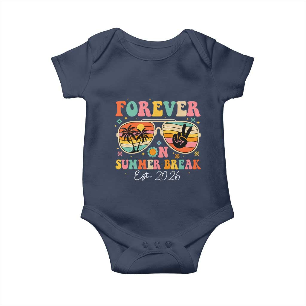 Retired Teacher Gift Baby Onesie Forever On Summer Break Retirement 2026 TS10 Navy Print Your Wear