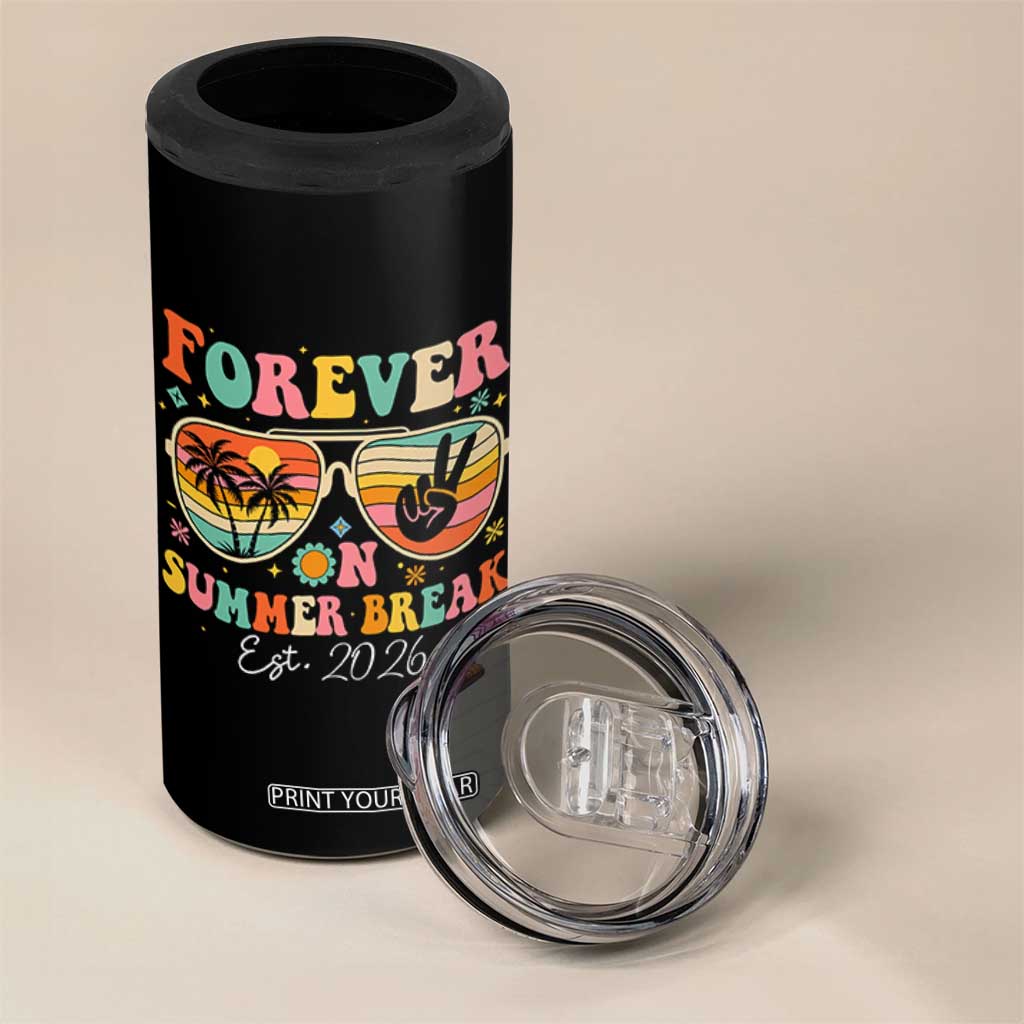 Retired Teacher Gift 4 in 1 Can Cooler Tumbler Forever On Summer Break Retirement 2026 TS10 Print Your Wear