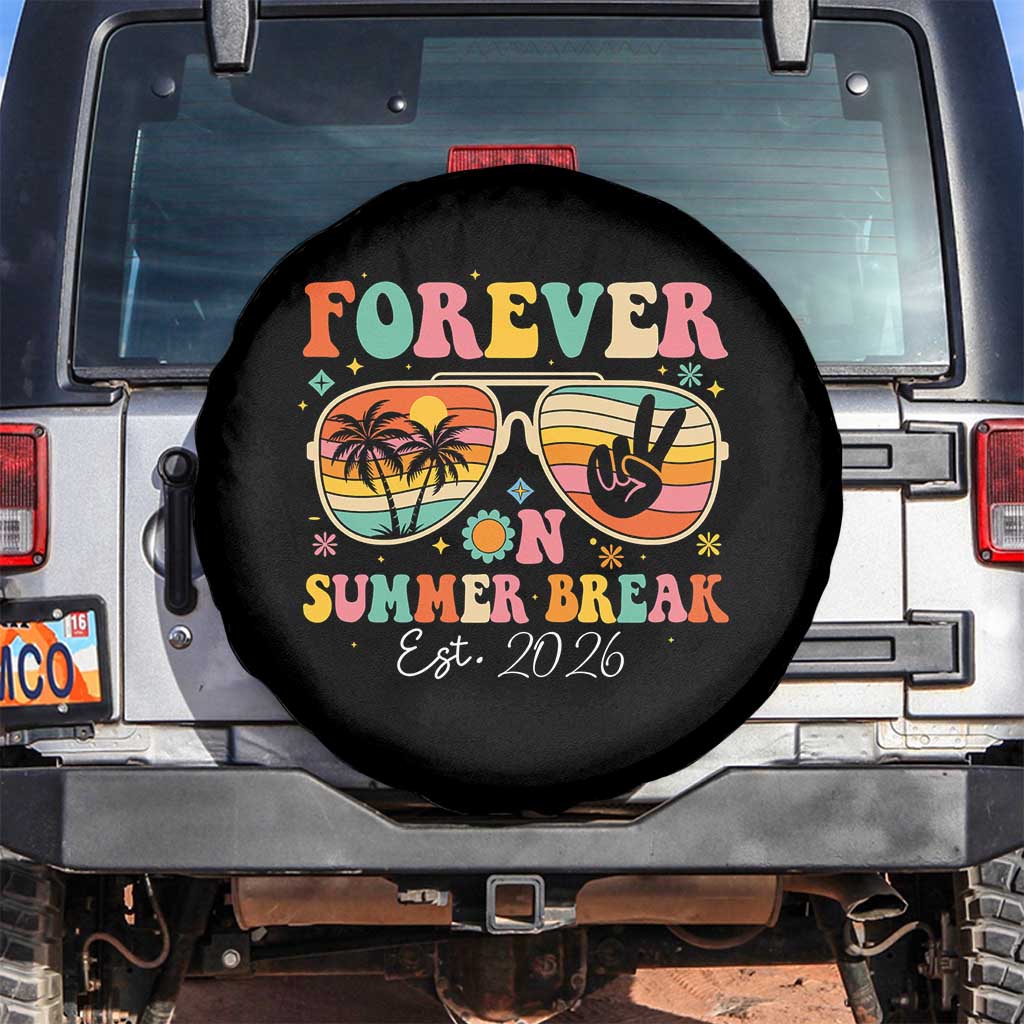 Retired Teacher Gift Spare Tire Cover Forever On Summer Break Retirement 2026 TS10 No hole Black Print Your Wear