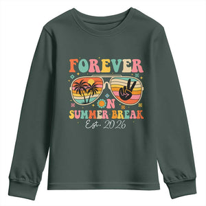 Retired Teacher Gift Youth Sweatshirt Forever On Summer Break Retirement 2026 TS10 Dark Forest Green Print Your Wear