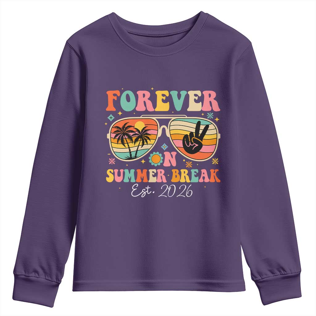 Retired Teacher Gift Youth Sweatshirt Forever On Summer Break Retirement 2026 TS10 Purple Print Your Wear
