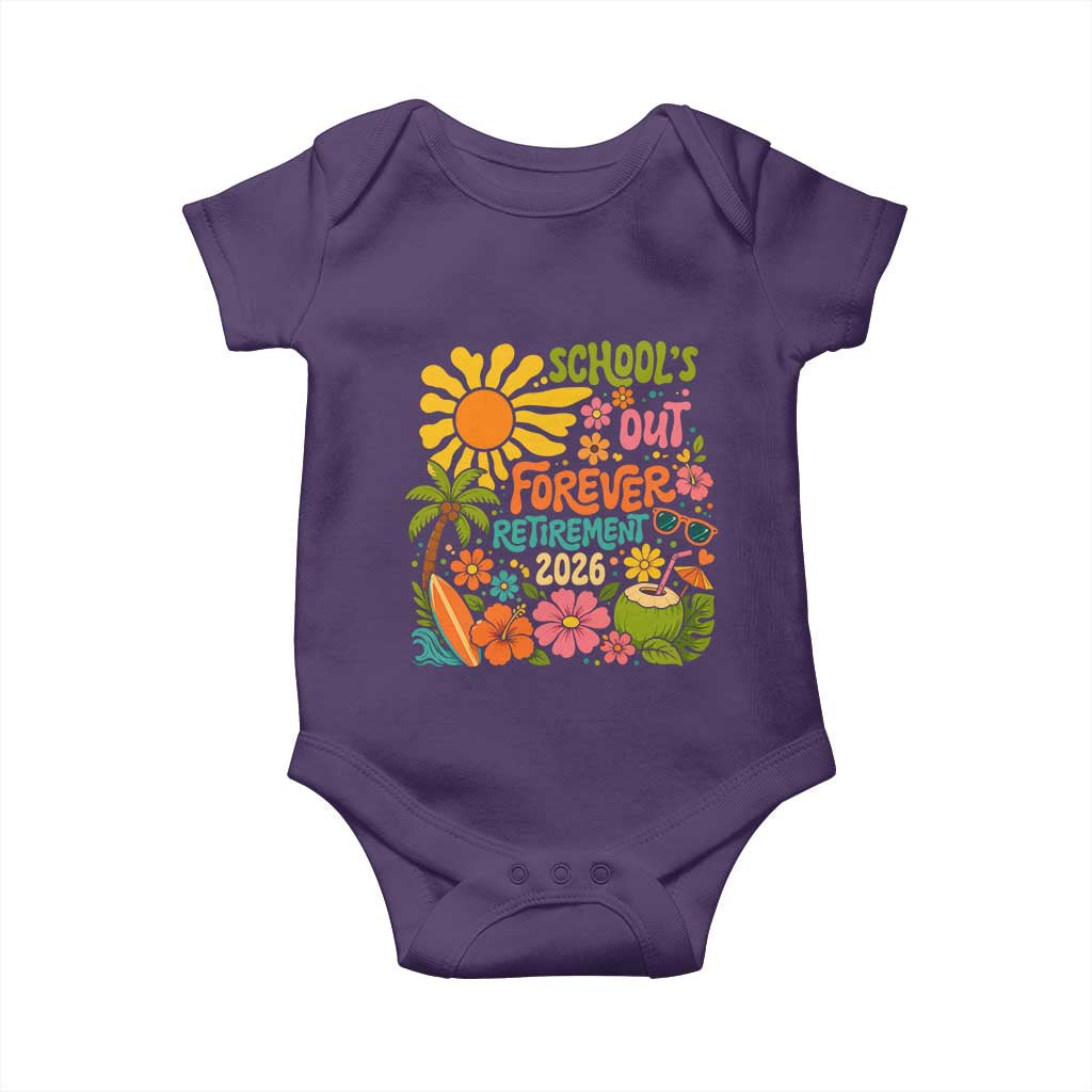 Schools Out Forever Retirement 2026 Baby Onesie Retired Teacher Gifts Vintage Flower Graphic TS10 Purple Print Your Wear
