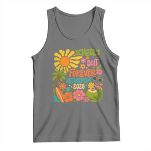 Schools Out Forever Retirement 2026 Tank Top Retired Teacher Gifts Vintage Flower Graphic TS10 Black Heather Print Your Wear