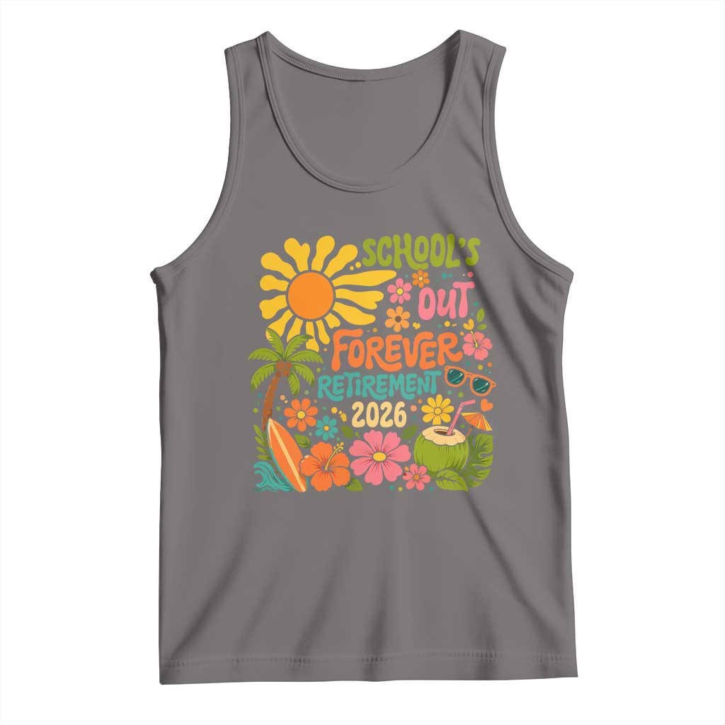 Schools Out Forever Retirement 2026 Tank Top Retired Teacher Gifts Vintage Flower Graphic TS10 Deep Heather Print Your Wear