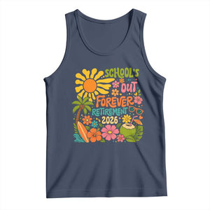 Schools Out Forever Retirement 2026 Tank Top Retired Teacher Gifts Vintage Flower Graphic TS10 Navy Print Your Wear