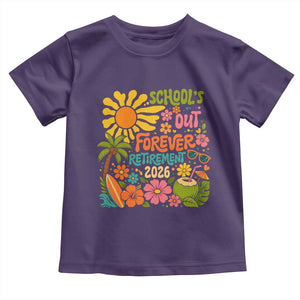 Schools Out Forever Retirement 2026 Toddler T Shirt Retired Teacher Gifts Vintage Flower Graphic TS10 Purple Print Your Wear