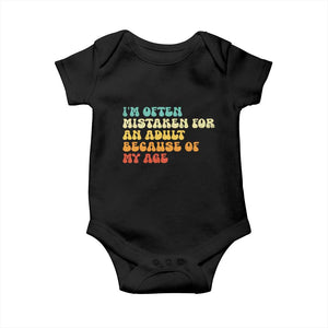 Im Often Mistaken For An Adult Because Of My Age Baby Onesie Sarcastic Quote Funny Saying Old Guys Birthday Gifts