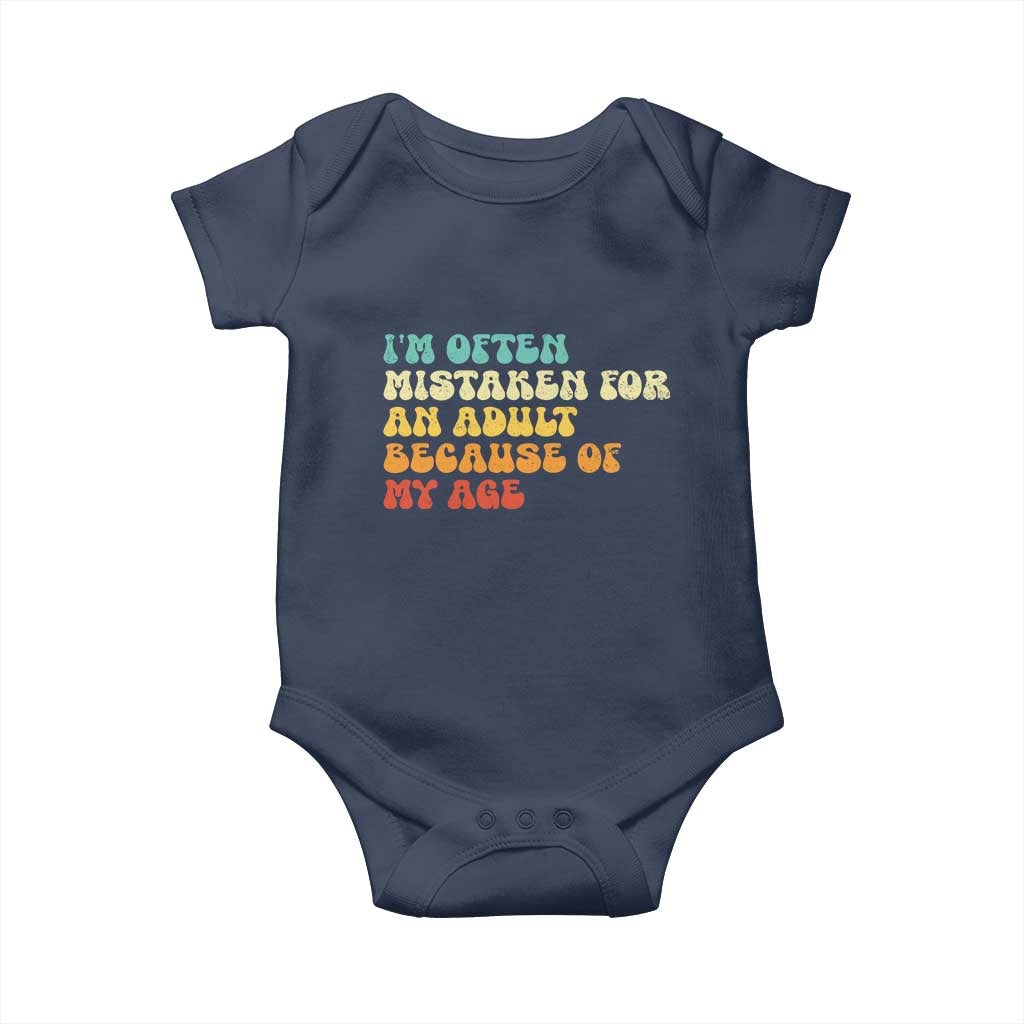 Im Often Mistaken For An Adult Because Of My Age Baby Onesie Sarcastic Quote Funny Saying Old Guys Birthday Gifts