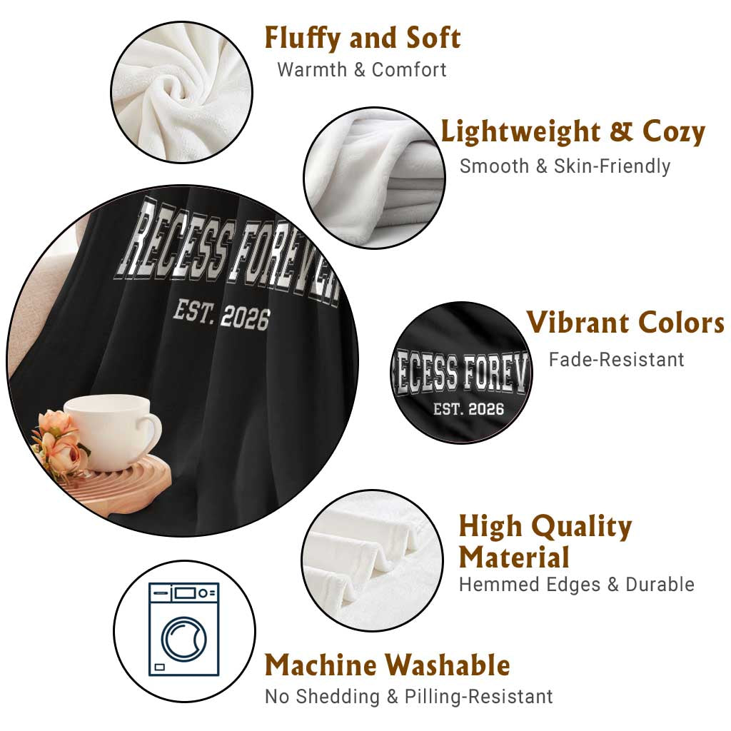 Retired Teacher Throw Blanket Retro Varsity Vintage Recess Forever Retirement 2026 TS10 Print Your Wear
