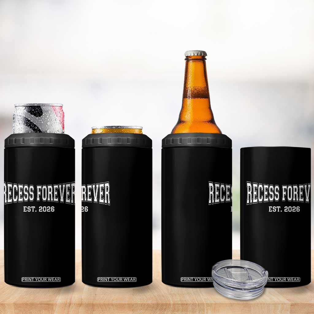 Retired Teacher 4 in 1 Can Cooler Tumbler Retro Varsity Vintage Recess Forever Retirement 2026 TS10 Print Your Wear