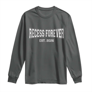 Retired Teacher Long Sleeve Shirt Retro Varsity Vintage Recess Forever Retirement 2026 TS10 Dark Heather Print Your Wear