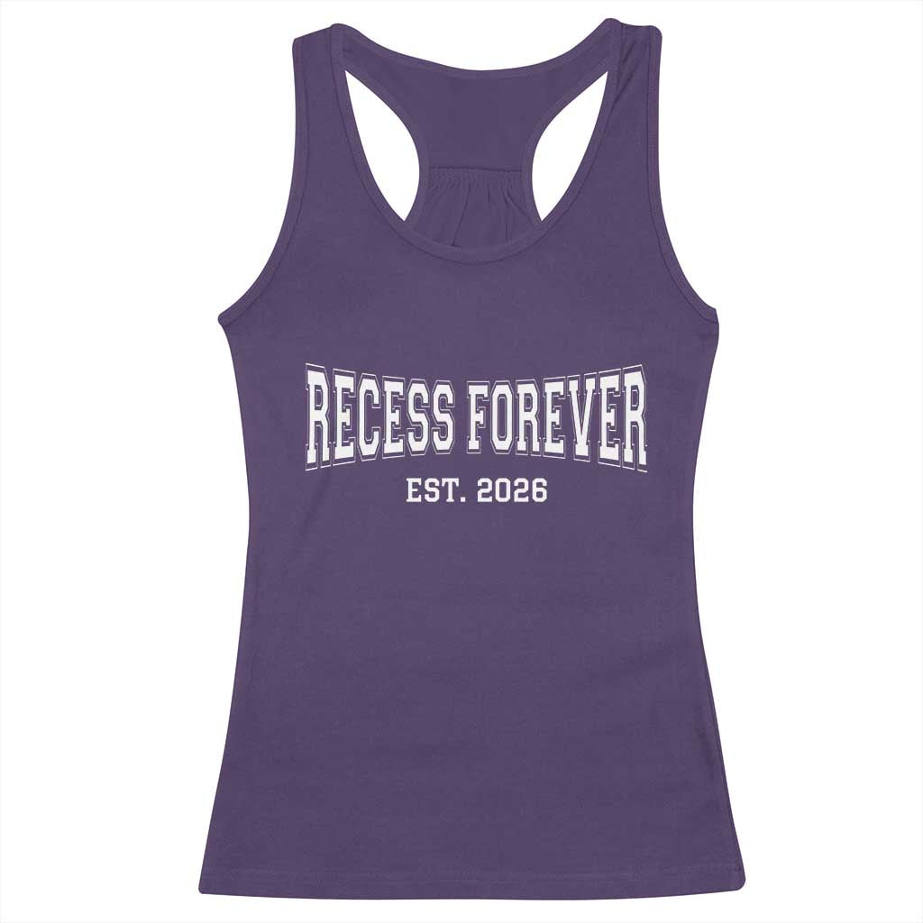 Retired Teacher Racerback Tank Top Retro Varsity Vintage Recess Forever Retirement 2026 TS10 Purple Print Your Wear