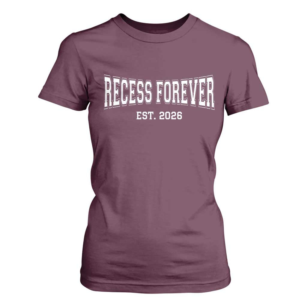 Retired Teacher T Shirt For Women Retro Varsity Vintage Recess Forever Retirement 2026 TS10 Maroon Print Your Wear