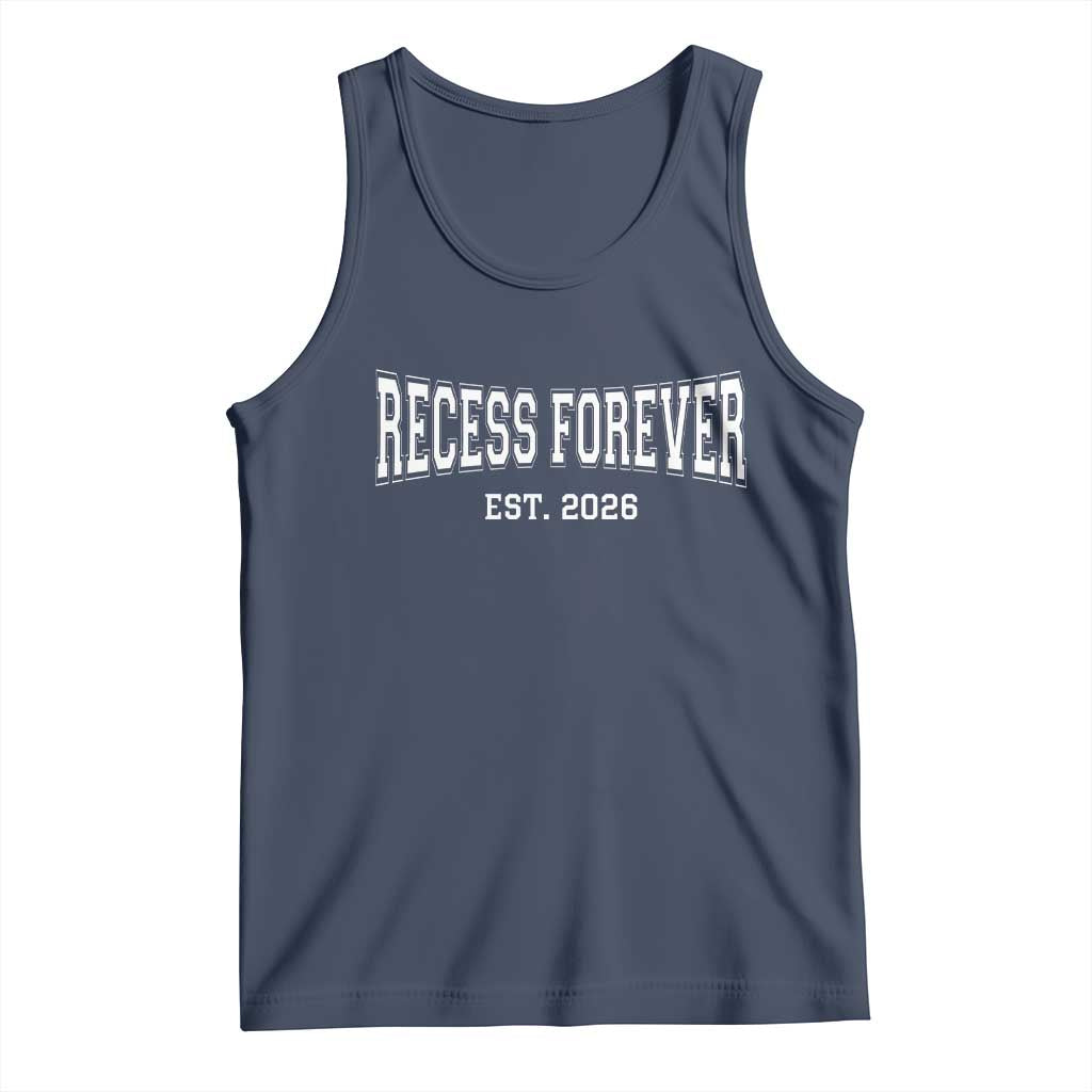 Retired Teacher Tank Top Retro Varsity Vintage Recess Forever Retirement 2026 TS10 Navy Print Your Wear
