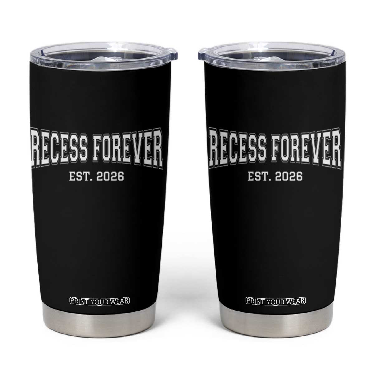 Retired Teacher Tumbler Cup Retro Varsity Vintage Recess Forever Retirement 2026 TS10 Black Print Your Wear
