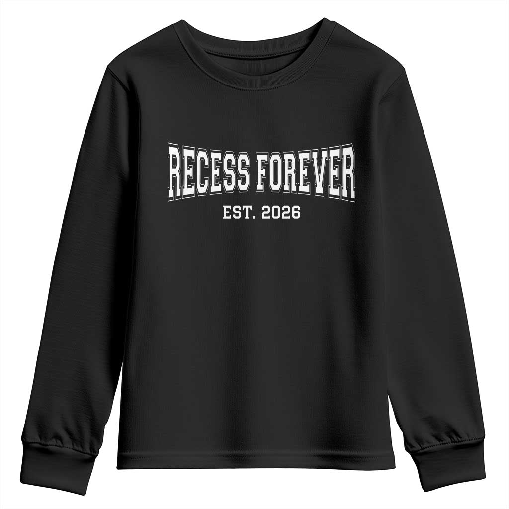 Retired Teacher Youth Sweatshirt Retro Varsity Vintage Recess Forever Retirement 2026 TS10 Black Print Your Wear