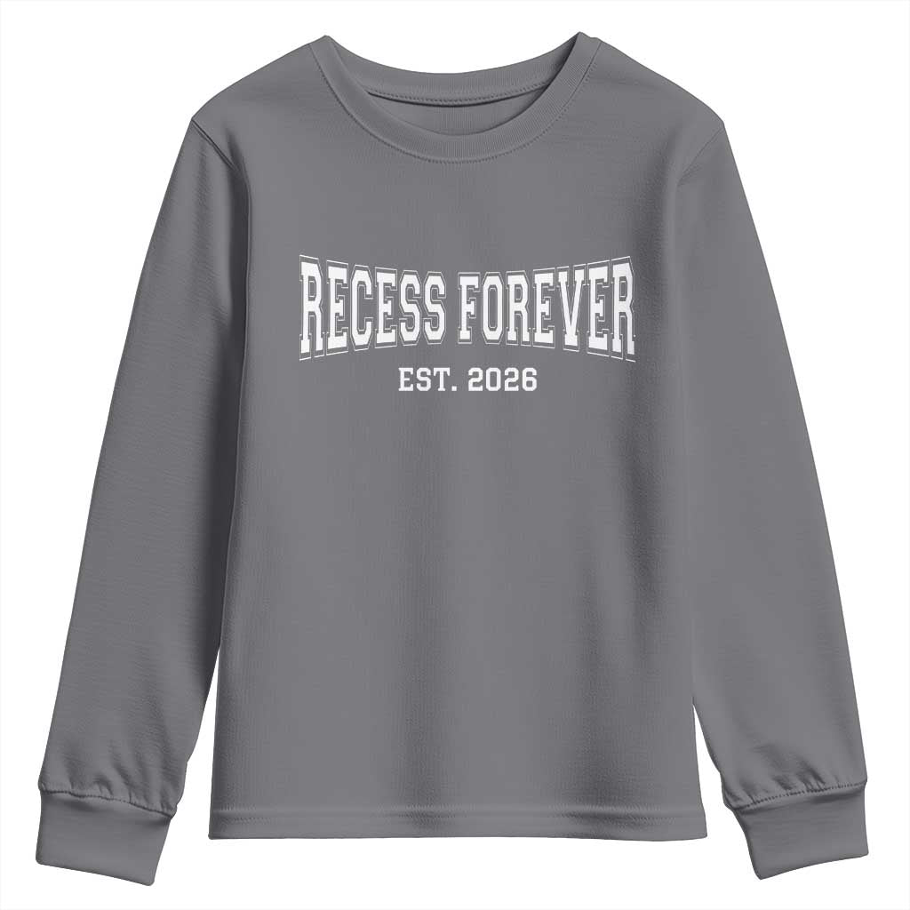 Retired Teacher Youth Sweatshirt Retro Varsity Vintage Recess Forever Retirement 2026 TS10 Charcoal Print Your Wear