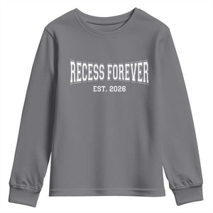 Retired Teacher Youth Sweatshirt Retro Varsity Vintage Recess Forever Retirement 2026 TS10 Charcoal Print Your Wear
