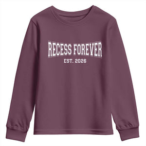 Retired Teacher Youth Sweatshirt Retro Varsity Vintage Recess Forever Retirement 2026 TS10 Maroon Print Your Wear