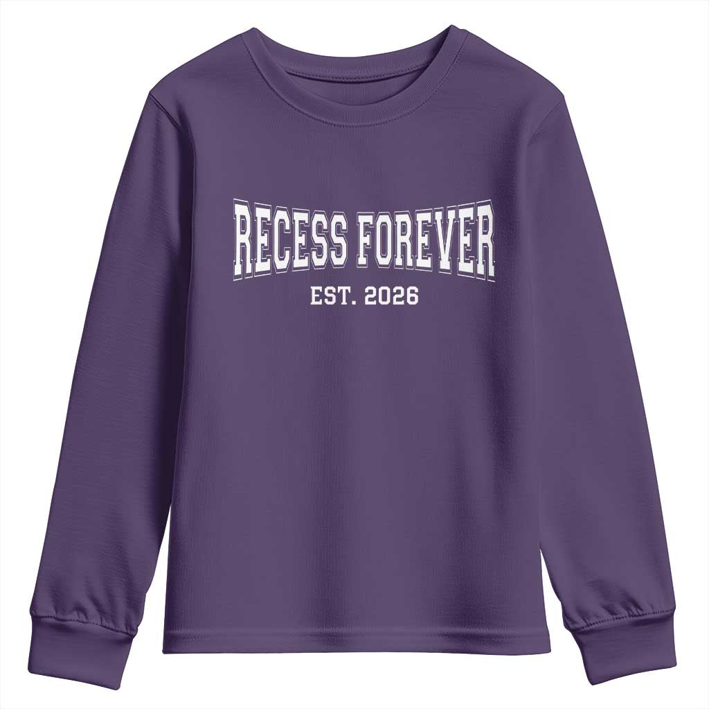 Retired Teacher Youth Sweatshirt Retro Varsity Vintage Recess Forever Retirement 2026 TS10 Purple Print Your Wear
