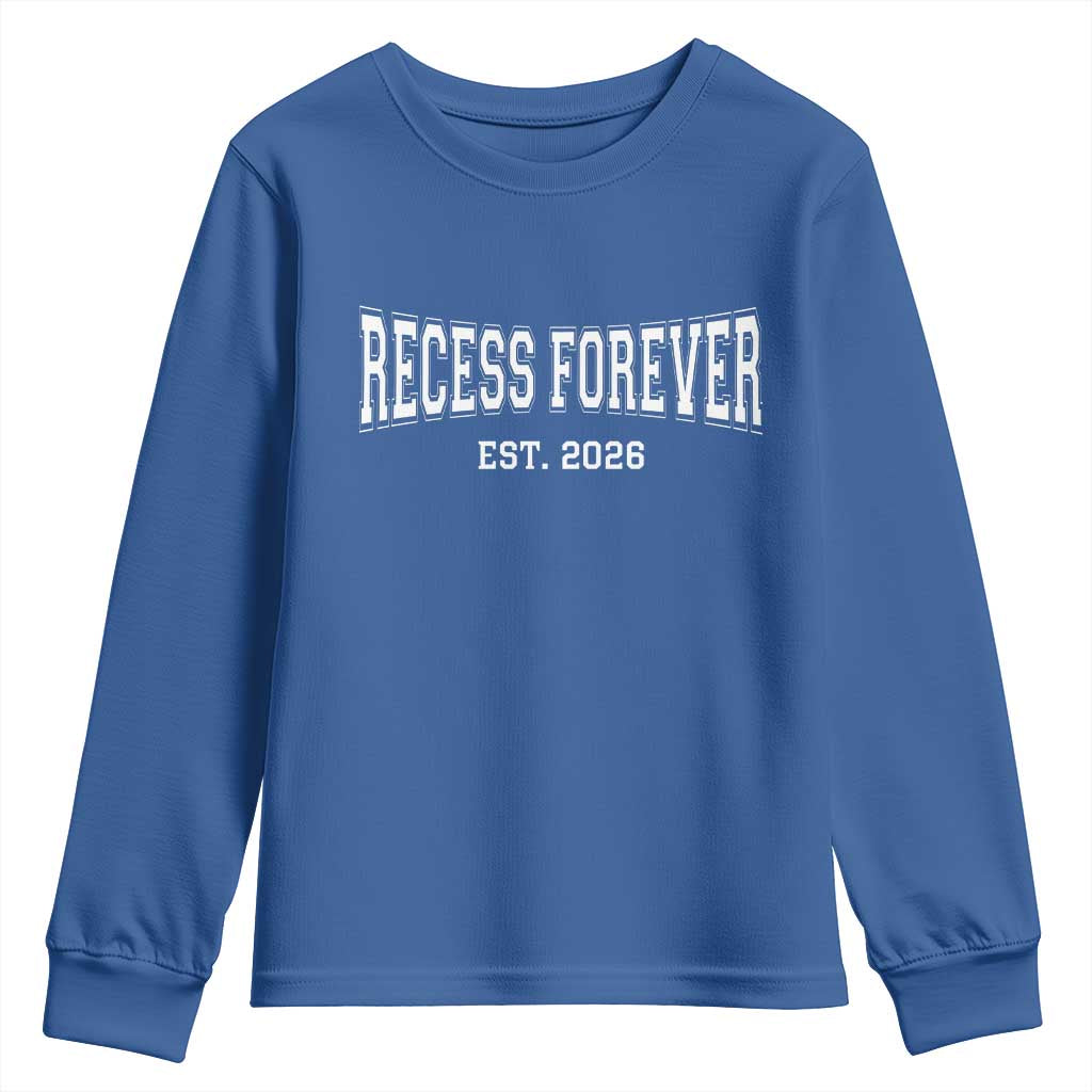 Retired Teacher Youth Sweatshirt Retro Varsity Vintage Recess Forever Retirement 2026 TS10 Royal Blue Print Your Wear
