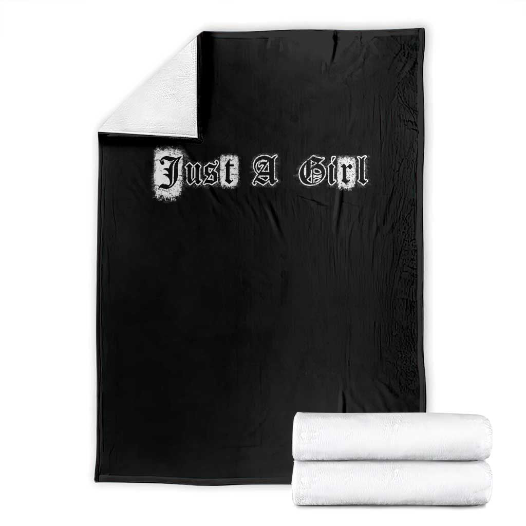 Just A Girl Throw Blanket Gothic Blackletter Typography Design TS10 Black Print Your Wear