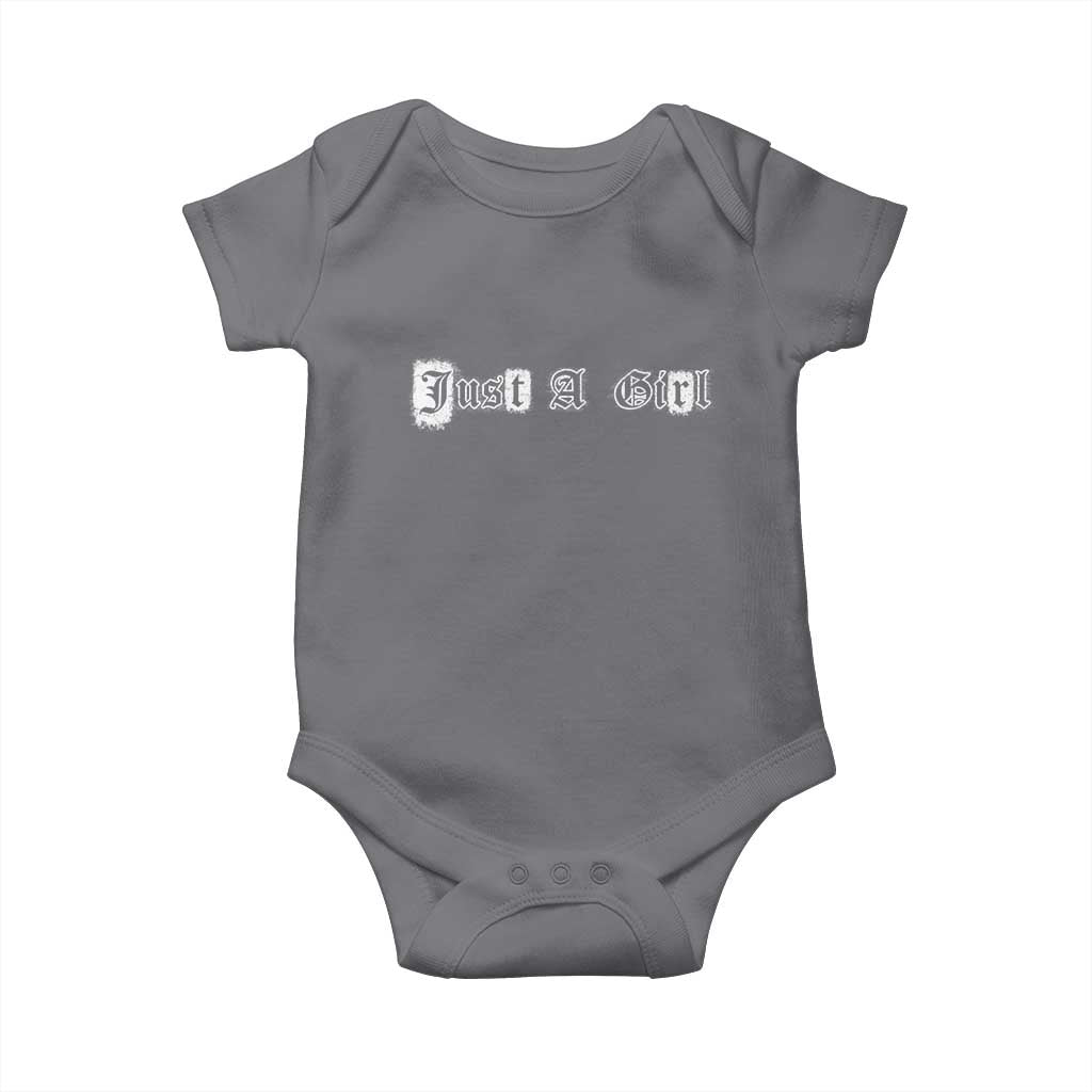 Just A Girl Baby Onesie Gothic Blackletter Typography Design TS10 Charcoal Print Your Wear