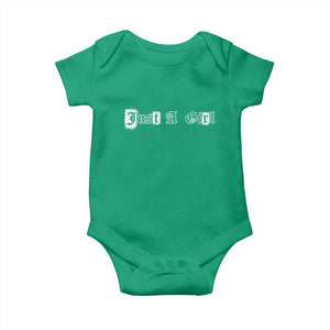Just A Girl Baby Onesie Gothic Blackletter Typography Design TS10 Irish Green Print Your Wear