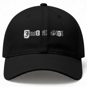 Just A Girl Baseball Cap Gothic Blackletter Typography Design TS10 Print Your Wear