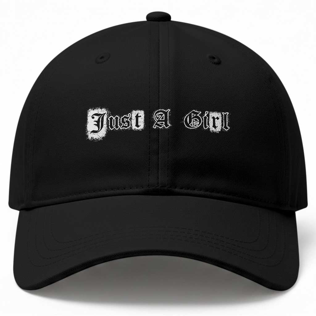 Just A Girl Baseball Cap Gothic Blackletter Typography Design TS10 Print Your Wear