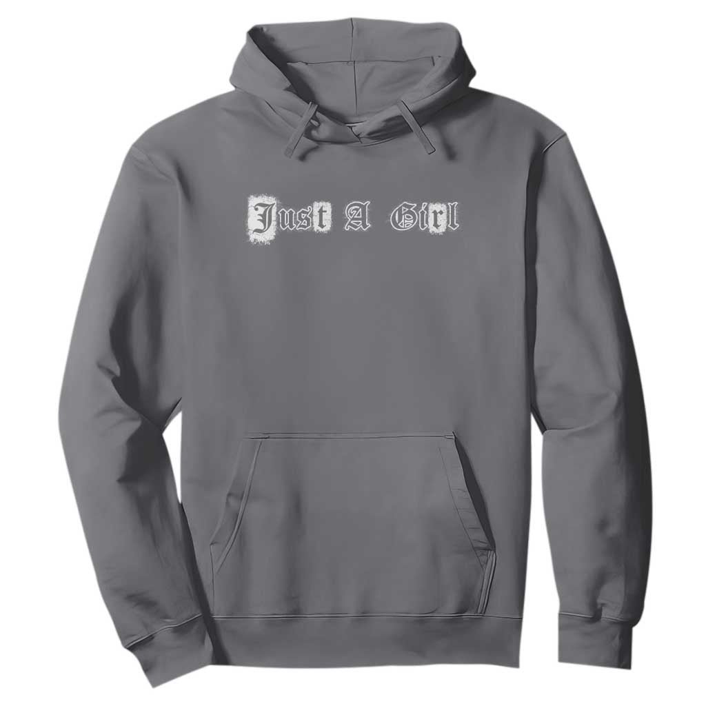 Just A Girl Hoodie Gothic Blackletter Typography Design TS10 Charcoal Print Your Wear