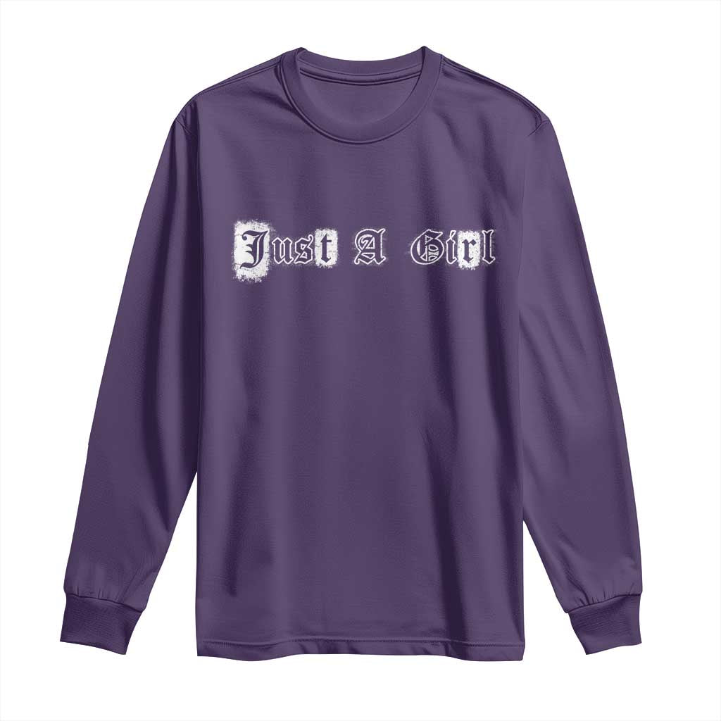 Just A Girl Long Sleeve Shirt Gothic Blackletter Typography Design TS10 Purple Print Your Wear