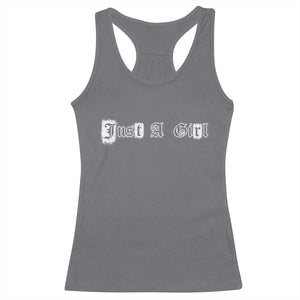Just A Girl Racerback Tank Top Gothic Blackletter Typography Design TS10 Charcoal Print Your Wear