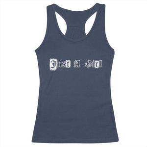 Just A Girl Racerback Tank Top Gothic Blackletter Typography Design TS10 Navy Print Your Wear