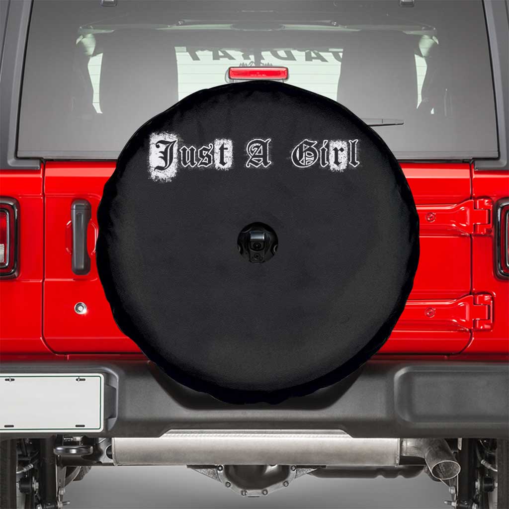 Just A Girl Spare Tire Cover Gothic Blackletter Typography Design TS10 Black Print Your Wear