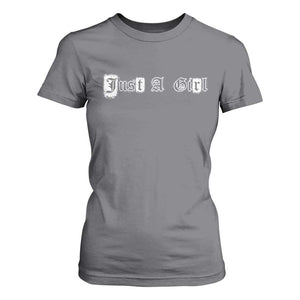 Just A Girl T Shirt For Women Gothic Blackletter Typography Design