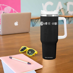 Just A Girl Tumbler With Handle Gothic Blackletter Typography Design TS10 Print Your Wear