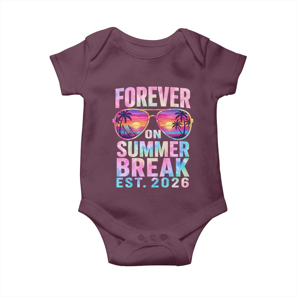 Retired Teacher Baby Onesie Forever On Summer Break Retirement 2026 TS10 Maroon Print Your Wear