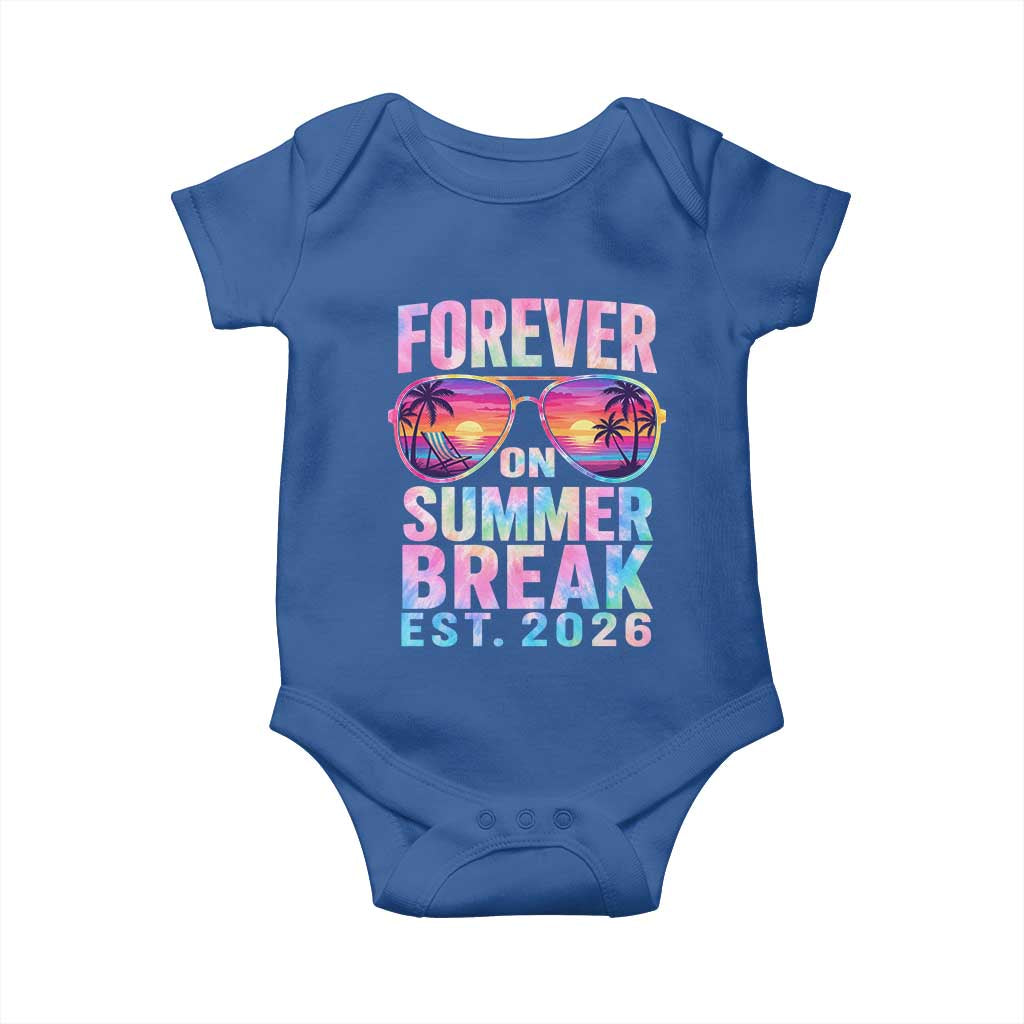 Retired Teacher Baby Onesie Forever On Summer Break Retirement 2026 TS10 Royal Blue Print Your Wear