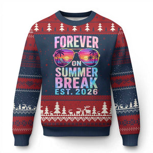 Retired Teacher Ugly Christmas Sweater Forever On Summer Break Retirement 2026 TS10 Navy Red Print Your Wear