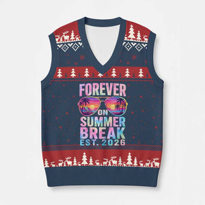 Retired Teacher V-Neck Knit Sweater Vest Forever On Summer Break Retirement 2026 TS10 Navy Red Print Your Wear