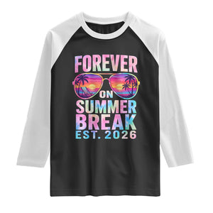 Retired Teacher Raglan Shirt Forever On Summer Break Retirement 2026 TS10 Black White Print Your Wear