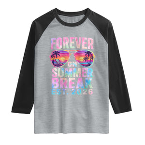 Retired Teacher Raglan Shirt Forever On Summer Break Retirement 2026 TS10 Heather Gray Black Print Your Wear