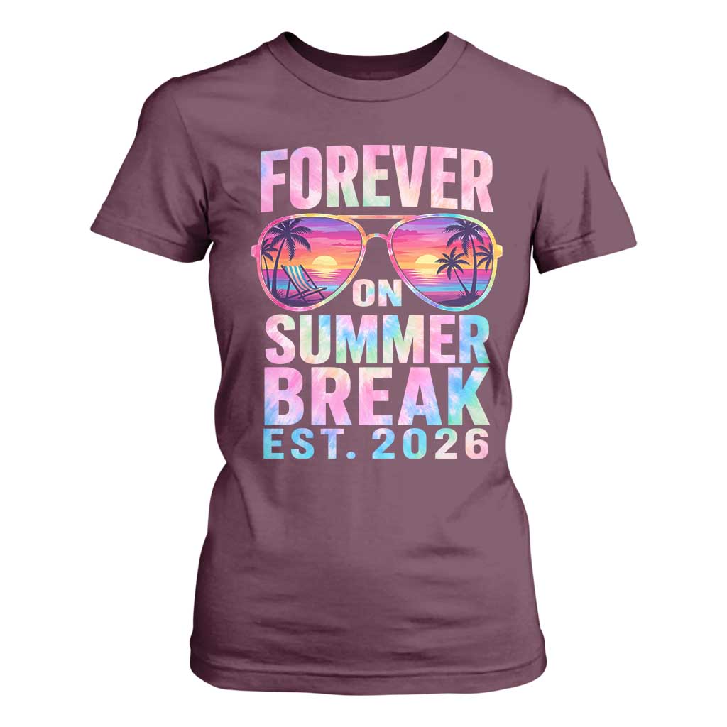 Retired Teacher T Shirt For Women Forever On Summer Break Retirement 2026 TS10 Maroon Print Your Wear