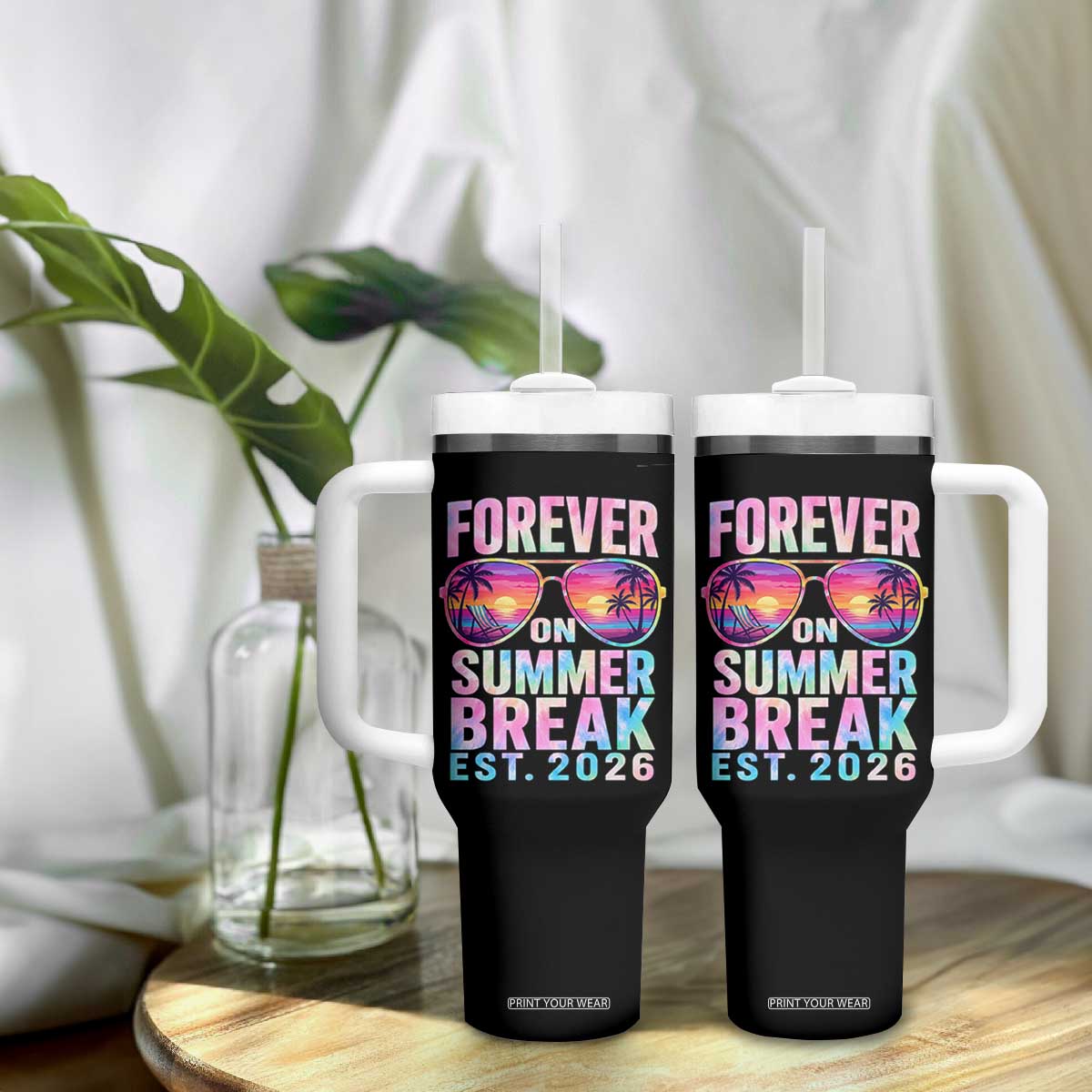Retired Teacher Tumbler With Handle Forever On Summer Break Retirement 2026 TS10 Print Your Wear
